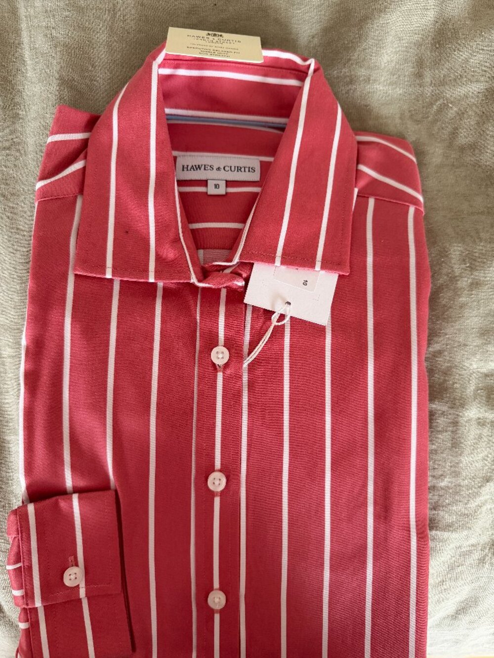 Hawes & Curtis Executive Relaxed Fit Shirt - Size 6 - Coral & White Striped